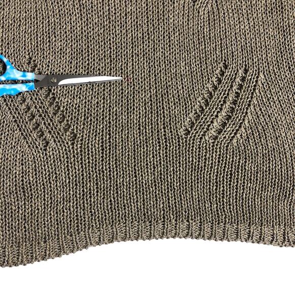 Vertigo Paris Top Womens L Tan Open Knit Embellished Tunic Tank Boho Festival - Picture 12 of 16